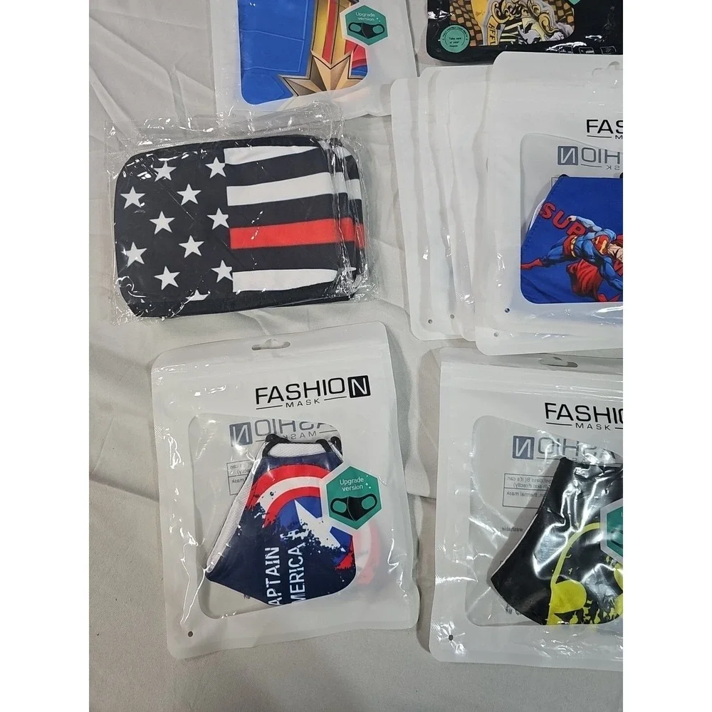 Lot of 29 Reusable Fabric Face Masks Washable Soccer,‎ Mickey, Harry Potter